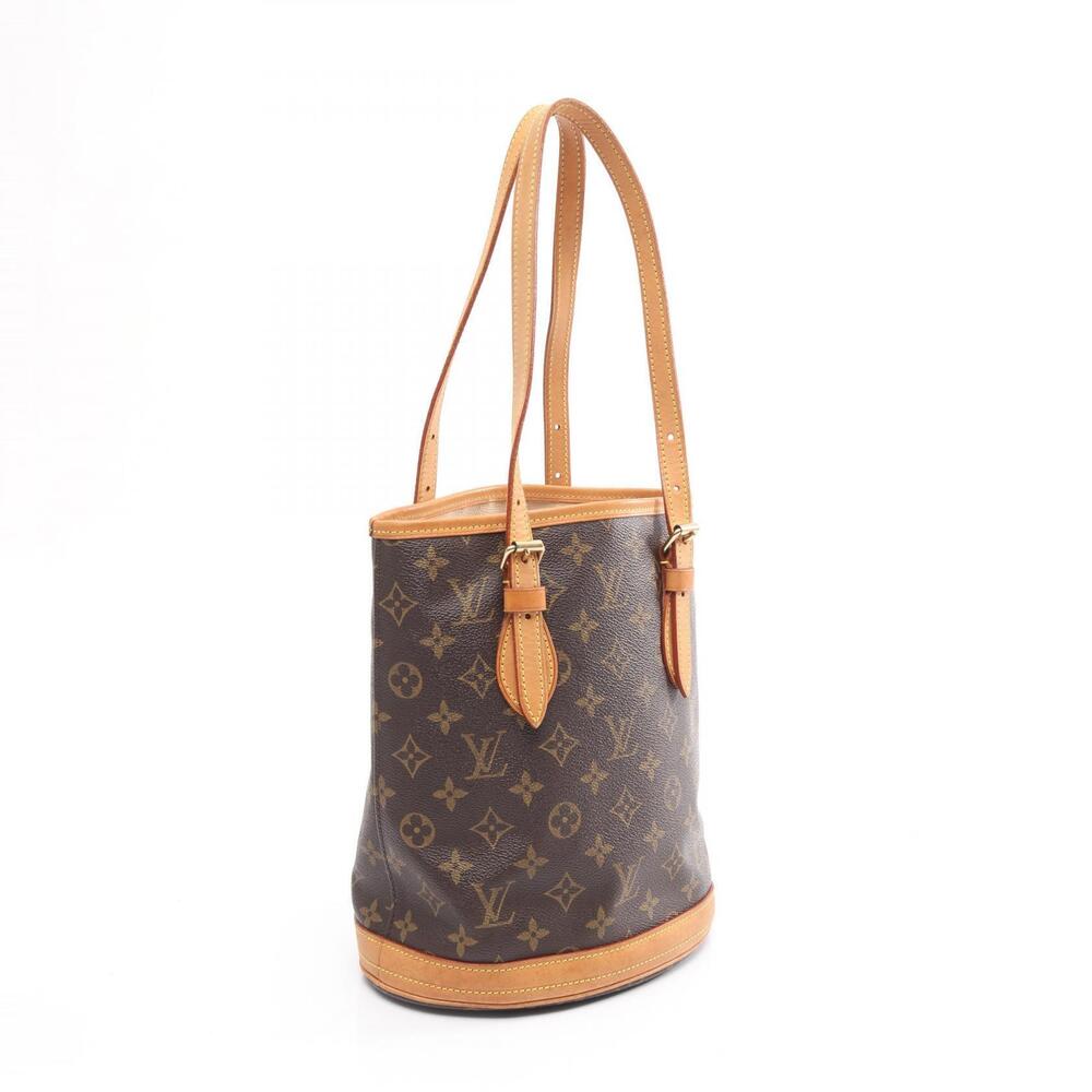 Louis Vuitton Handbag Bucket Monogram Leather Brown Canvas